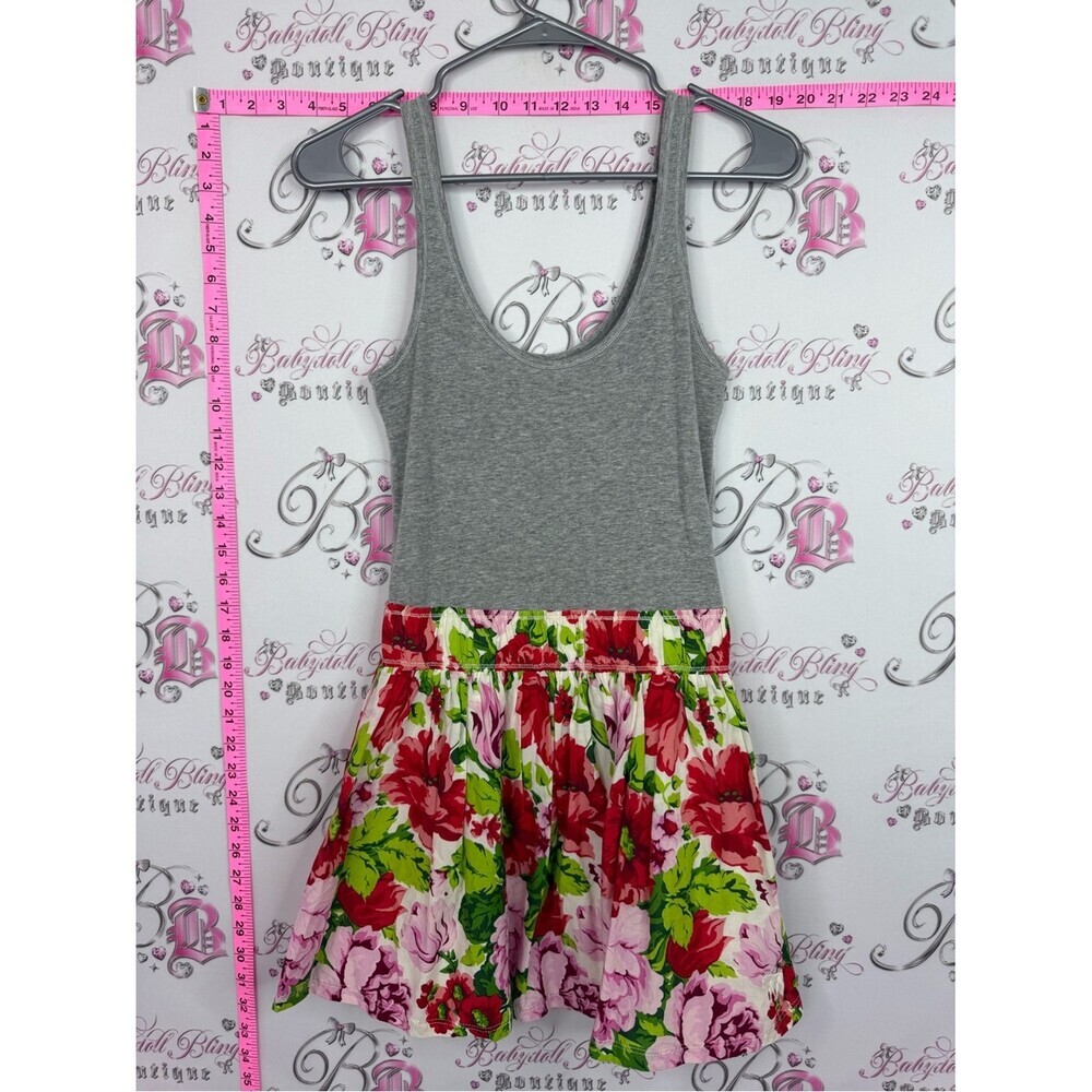 Abercrombie & Fitch dress Grey Tank Dress with Pink, Red & Green Floral Skirt